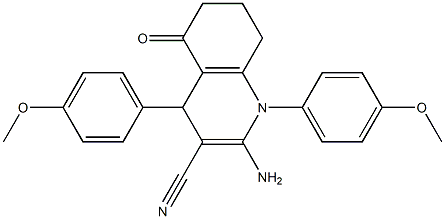 2-amino-1,4-bis(4-methoxyphenyl)-5-oxo-1,4,5,6,7,8-hexahydro-3-quinolinecarbonitrile Struktur