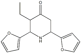 3-ethyl-2,6-di(2-furyl)-4-piperidinone Struktur