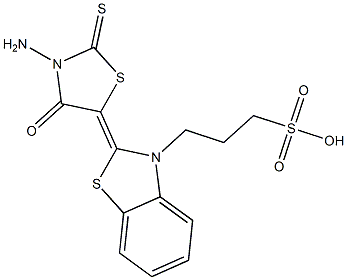 3-(2-(3-amino-4-oxo-2-thioxo-1,3-thiazolidin-5-ylidene)-1,3-benzothiazol-3(2H)-yl)-1-propanesulfonic acid Struktur