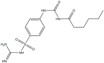 {[amino(imino)methyl]amino}(4-{[(hexanoylamino)carbothioyl]amino}phenyl)dioxo-lambda~6~-sulfane Struktur