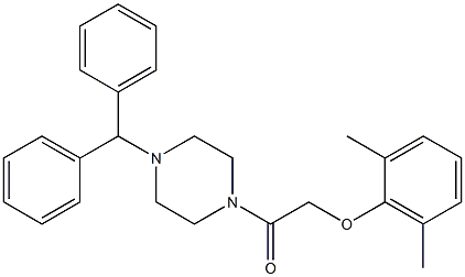 1-(4-benzhydryl-1-piperazinyl)-2-(2,6-dimethylphenoxy)-1-ethanone Struktur