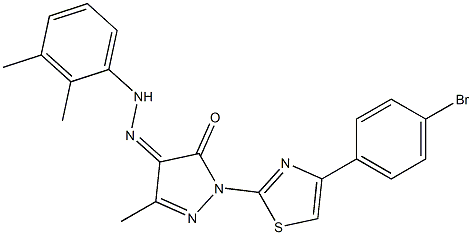 1-[4-(4-bromophenyl)-1,3-thiazol-2-yl]-3-methyl-1H-pyrazole-4,5-dione 4-[N-(2,3-dimethylphenyl)hydrazone] Struktur