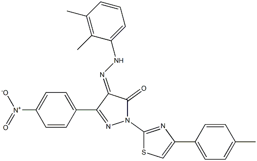 1-[4-(4-methylphenyl)-1,3-thiazol-2-yl]-3-(4-nitrophenyl)-1H-pyrazole-4,5-dione 4-[N-(2,3-dimethylphenyl)hydrazone] Struktur