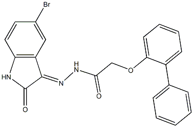 2-([1,1'-biphenyl]-2-yloxy)-N'-(5-bromo-2-oxo-1,2-dihydro-3H-indol-3-ylidene)acetohydrazide Struktur