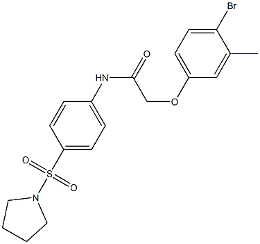 2-(4-bromo-3-methylphenoxy)-N-[4-(1-pyrrolidinylsulfonyl)phenyl]acetamide Struktur