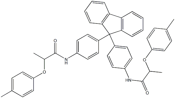 2-(4-methylphenoxy)-N-{4-[9-(4-{[2-(4-methylphenoxy)propanoyl]amino}phenyl)-9H-fluoren-9-yl]phenyl}propanamide Struktur