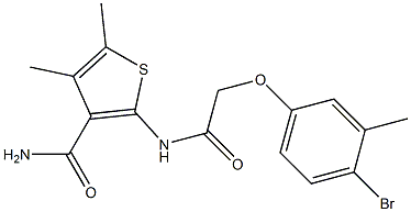 2-{[2-(4-bromo-3-methylphenoxy)acetyl]amino}-4,5-dimethyl-3-thiophenecarboxamide Struktur