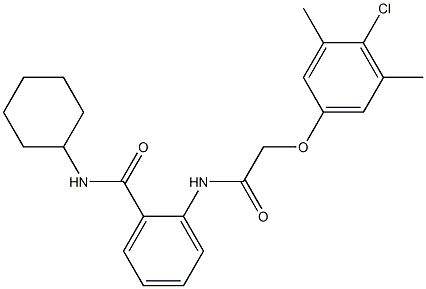 2-{[2-(4-chloro-3,5-dimethylphenoxy)acetyl]amino}-N-cyclohexylbenzamide Struktur