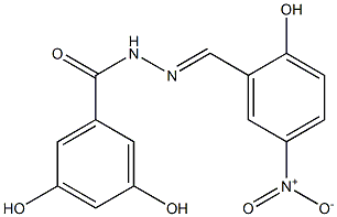 3,5-dihydroxy-N'-[(E)-(2-hydroxy-5-nitrophenyl)methylidene]benzohydrazide Struktur