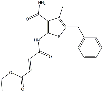 ethyl (E)-4-{[3-(aminocarbonyl)-5-benzyl-4-methyl-2-thienyl]amino}-4-oxo-2-butenoate Struktur