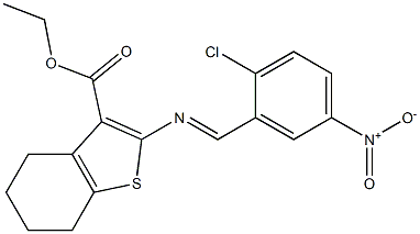 ethyl 2-{[(E)-(2-chloro-5-nitrophenyl)methylidene]amino}-4,5,6,7-tetrahydro-1-benzothiophene-3-carboxylate Struktur