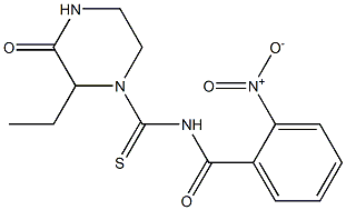 N-[(2-ethyl-3-oxo-1-piperazinyl)carbothioyl]-2-nitrobenzamide Struktur