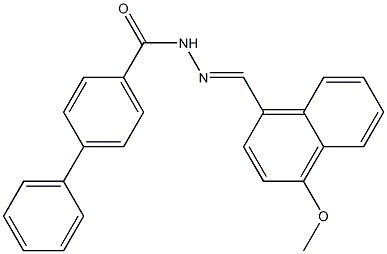 N'-[(E)-(4-methoxy-1-naphthyl)methylidene][1,1'-biphenyl]-4-carbohydrazide Struktur