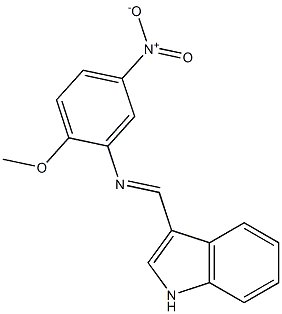 N-[(E)-1H-indol-3-ylmethylidene]-N-(2-methoxy-5-nitrophenyl)amine Struktur