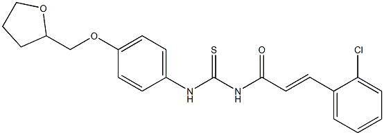 N-[(E)-3-(2-chlorophenyl)-2-propenoyl]-N'-[4-(tetrahydro-2-furanylmethoxy)phenyl]thiourea Struktur