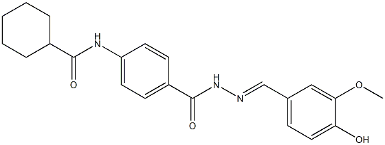 N-[4-({2-[(E)-(4-hydroxy-3-methoxyphenyl)methylidene]hydrazino}carbonyl)phenyl]cyclohexanecarboxamide Struktur