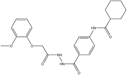 N-[4-({2-[2-(2-methoxyphenoxy)acetyl]hydrazino}carbonyl)phenyl]cyclohexanecarboxamide Struktur