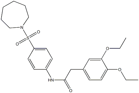 N-[4-(1-azepanylsulfonyl)phenyl]-2-(3,4-diethoxyphenyl)acetamide Struktur