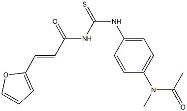 N-{4-[({[(E)-3-(2-furyl)-2-propenoyl]amino}carbothioyl)amino]phenyl}-N-methylacetamide Struktur