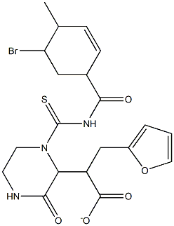 tetrahydro-2-furanylmethyl 2-(1-{[(3-bromo-4-methylbenzoyl)amino]carbothioyl}-3-oxo-2-piperazinyl)acetate Struktur