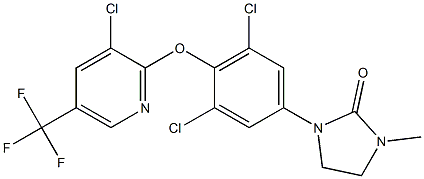 1-(3,5-dichloro-4-{[3-chloro-5-(trifluoromethyl)-2-pyridinyl]oxy}phenyl)-3-methyltetrahydro-2H-imidazol-2-one Struktur