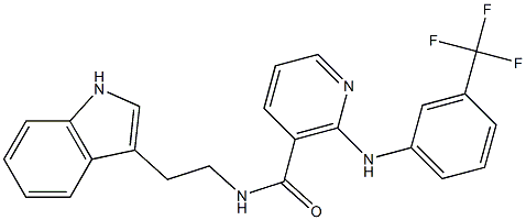 N-[2-(1H-indol-3-yl)ethyl]-2-[3-(trifluoromethyl)anilino]nicotinamide Struktur