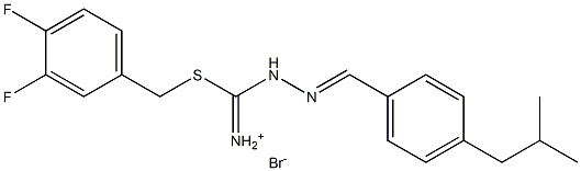 [(3,4-difluorobenzyl)sulfanyl]{2-[(E)-(4-isobutylphenyl)methylidene]hydrazino}methaniminium bromide Struktur