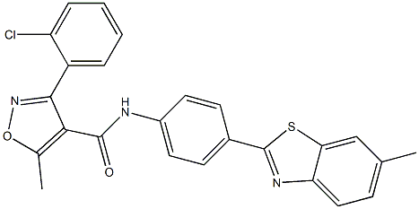 3-(2-chlorophenyl)-5-methyl-N-[4-(6-methyl-1,3-benzothiazol-2-yl)phenyl]-4-isoxazolecarboxamide Struktur