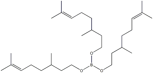 Boric acid tris(3,7-dimethyl-6-octenyl) ester Struktur