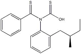 (-)-N-(Thiobenzoyl)thiocarbanilic acid O-[(R)-2-methylbutyl] ester Struktur