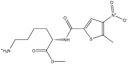 (S)-5-Methoxycarbonyl-5-[(5-methyl-4-nitro-2-thienylcarbonyl)amino]pentan-1-aminium Struktur