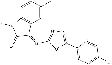 1,5-Dimethyl-3-[[5-(p-chlorophenyl)-1,3,4-oxadiazol-2-yl]imino]-2-indolinone Struktur