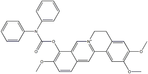 5,6-Dihydro-2,3,10-trimethoxy-9-(diphenylcarbamoyloxy)dibenzo[a,g]quinolizinium Struktur