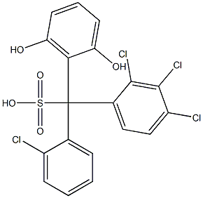 (2-Chlorophenyl)(2,3,4-trichlorophenyl)(2,6-dihydroxyphenyl)methanesulfonic acid Struktur