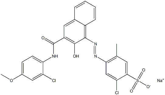 2-Chloro-5-methyl-4-[[3-[[(2-chloro-4-methoxyphenyl)amino]carbonyl]-2-hydroxy-1-naphtyl]azo]benzenesulfonic acid sodium salt Struktur