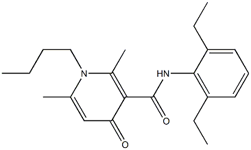 1-Butyl-1,4-dihydro-2,6-dimethyl-N-(2,6-diethylphenyl)-4-oxopyridine-3-carboxamide Struktur