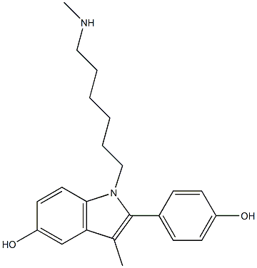 2-(4-Hydroxyphenyl)-3-methyl-1-(6-methylaminohexyl)-1H-indol-5-ol Struktur