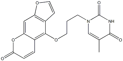 4-[3-[(1,2,3,4-Tetrahydro-5-methyl-2,4-dioxopyrimidin)-1-yl]propyloxy]-7H-furo[3,2-g][1]benzopyran-7-one Struktur