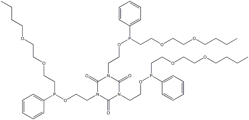 1,3,5-Tris[2-[[[2-(2-butoxyethoxy)ethyl]phenylphosphino]oxy]ethyl]-1,3,5-triazine-2,4,6(1H,3H,5H)-trione Struktur