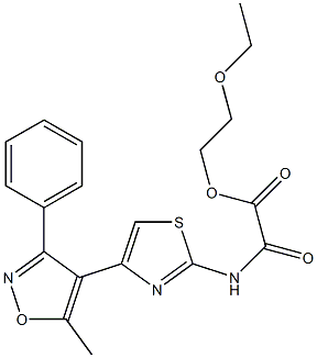 N-[4-(5-Methyl-3-phenyl-4-isoxazolyl)-2-thiazolyl]oxamidic acid 2-ethoxyethyl ester Struktur