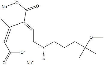 (2Z,4E,7S)-11-Methoxy-3,7,11-trimethyl-4-(sodiooxycarbonyl)-2,4-dodecadienoic acid sodium salt Struktur