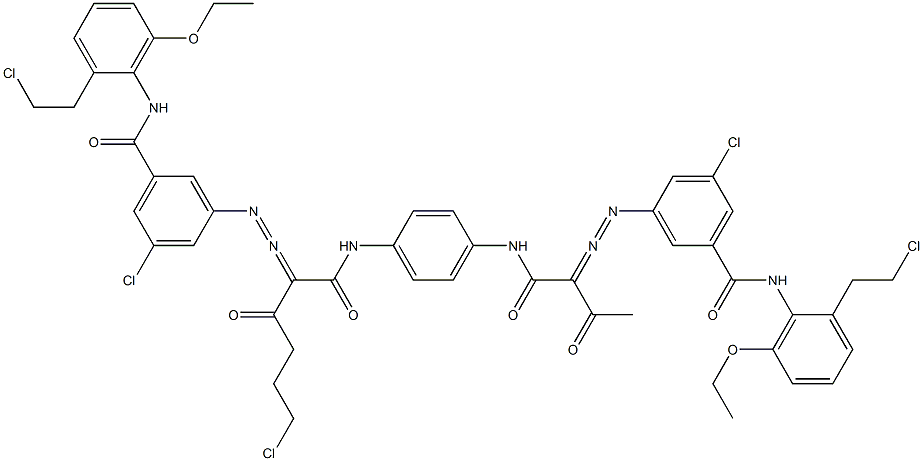 3,3'-[2-(2-Chloroethyl)-1,4-phenylenebis[iminocarbonyl(acetylmethylene)azo]]bis[N-[2-(2-chloroethyl)-6-ethoxyphenyl]-5-chlorobenzamide] Struktur