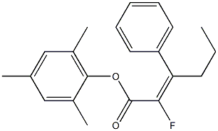 (E)-2-Fluoro-3-phenyl-2-hexenoic acid 2,4,6-trimethylphenyl ester Struktur