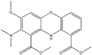 2-(Dimethylamino)-3-methoxy-10H-phenoxazine-1,9-dicarboxylic acid dimethyl ester Struktur