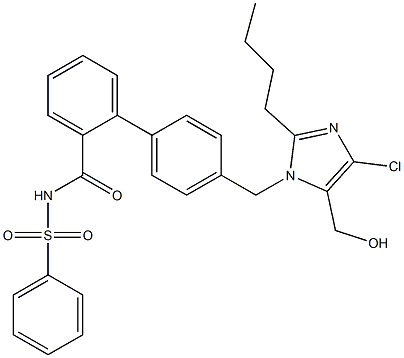 4'-[(2-Butyl-4-chloro-5-hydroxymethyl-1H-imidazol-1-yl)methyl]-N-phenylsulfonyl-1,1'-biphenyl-2-carboxamide Struktur