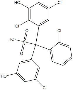 (2-Chlorophenyl)(3-chloro-5-hydroxyphenyl)(2,5-dichloro-3-hydroxyphenyl)methanesulfonic acid Struktur