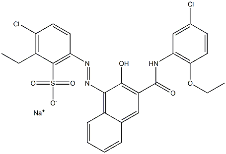 3-Chloro-2-ethyl-6-[[3-[[(3-chloro-6-ethoxyphenyl)amino]carbonyl]-2-hydroxy-1-naphtyl]azo]benzenesulfonic acid sodium salt Struktur