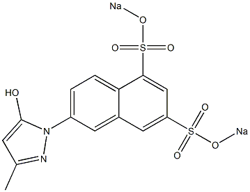 1-[5,7-Di(sodiosulfo)-2-naphtyl]-5-hydroxy-3-methyl-1H-pyrazole Struktur