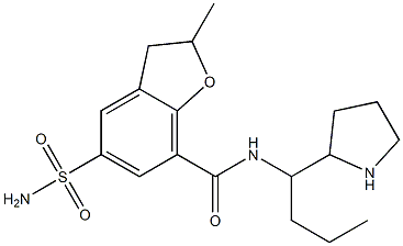 2,3-Dihydro-2-methyl-5-(aminosulfonyl)-N-[1-propyl-2-pyrrolidinylmethyl]benzofuran-7-carboxamide Struktur