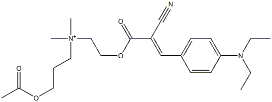 3-(Acetyloxy)-N-[2-[[2-cyano-3-[4-(diethylamino)phenyl]-1-oxo-2-propenyl]oxy]ethyl]-N,N-dimethyl-1-propanaminium Struktur